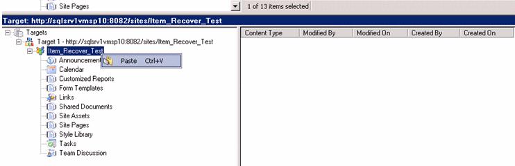 Understanding the GLR Process In the example setup, site collection Item_Recover_Test is selected as the destination recovery location, shown in Figure 8 on page 37.
