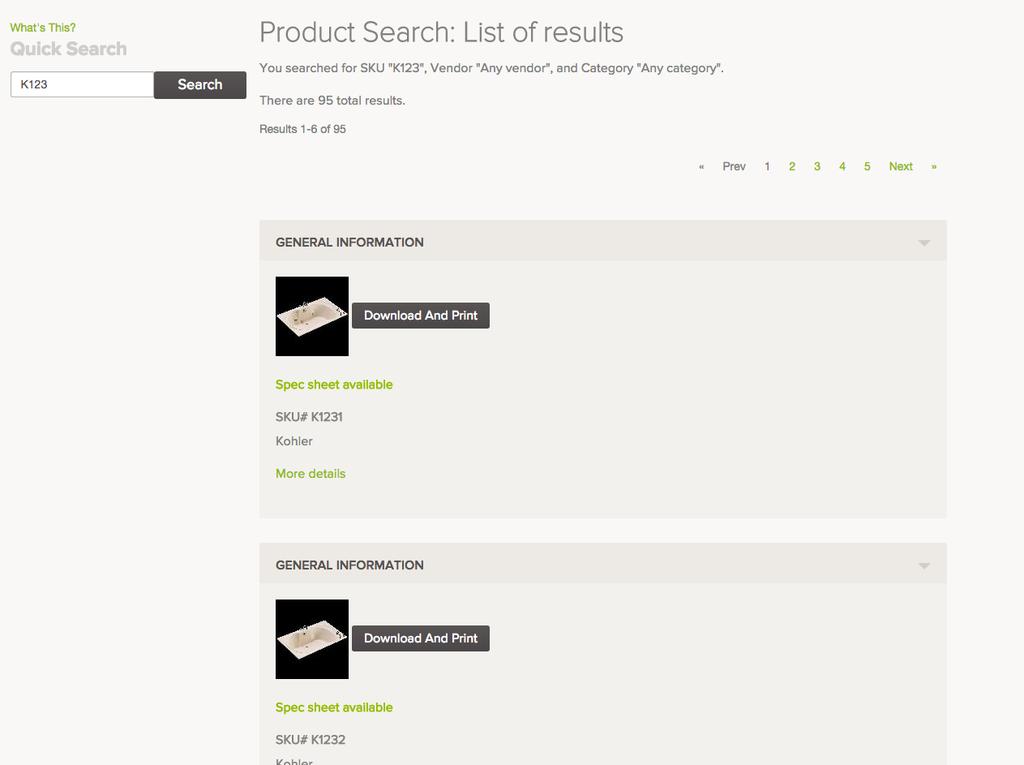 You can use Quick Search to search for a product in the ProVisions database.