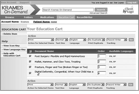 Managing the Education Cart At any time, click the Education Cart tab to view and manage the contents in Your Education Cart (FIGURE 29).