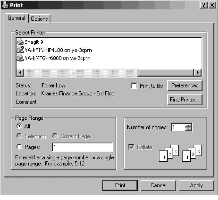 FIGURE 30: Print Dialog Box Personalizing Sheets before Printing KOD gives you the option to add a patient s name and/or individual instructions to any HealthSheet or drug sheet.
