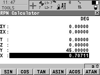 20.2 Using the Calculator in RPN Mode Calculator in RPN mode Field First field on the screen The function keys F1-F6 are allocated seven times. Using or the various allocations can be accessed.