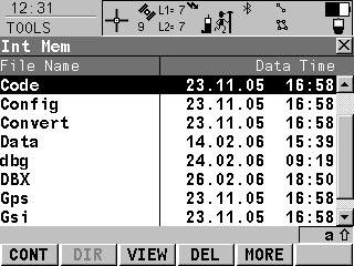 24 Using the Tools - Viewing Data Description Allows ASCII files in the internal memory to be viewed. The ASCII file can have a size of up to 500 KB.