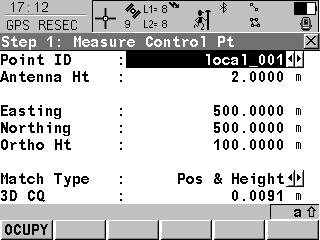 29.3 Using the Program Step 1) measuring the local points using WGS84 coordinates OCUPY (F1) To start measuring the WGS84 point. The position mode icon changes to the static icon.