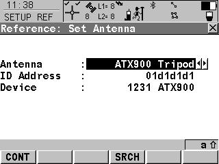 31.3 Using the Program Step 1) selecting the antenna CONT (F1) To accept the screen entries and continue. SRCH (F4) To search for all available Bluetooth devices.