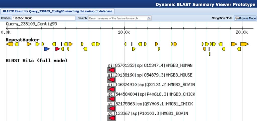 To see a graphical summary of the blastx result, open a new web browser window and navigate to the web page at http://gander.wustl.edu/~wilson/hwk2/index.html.