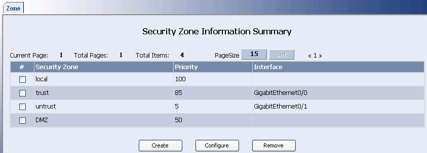 Web-Based Configuration Manual Firewall Configuration Chapter 1 Security Zone Configuration Chapter 1 Security Zone Configuration 1.