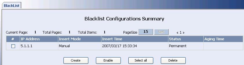 Web-Based Configuration Manual Firewall Configuration Chapter 7 Blacklist Configuration Chapter 7 Blacklist Configuration 7.