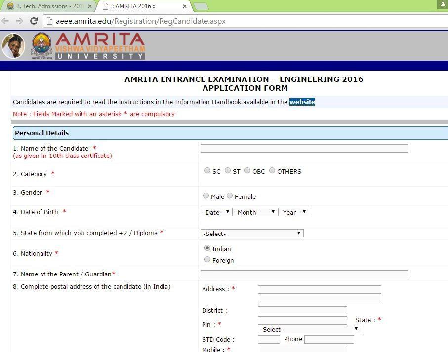 1. Register by creating your profile in the Amrita B.
