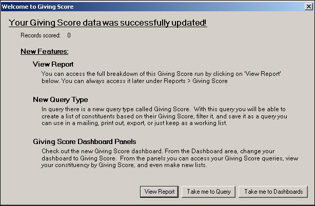 26. C HAPTER 2 5. After the download is finished, the Welcome to Giving Score screen appears.