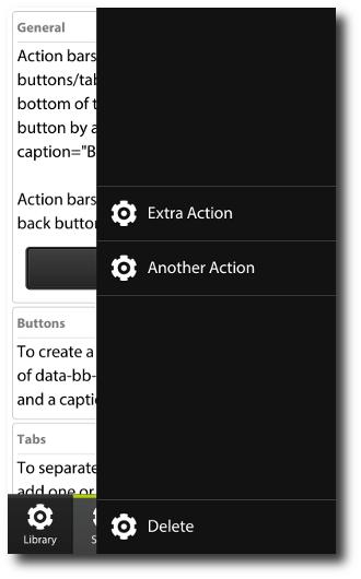 BlackBerry 10 Action Bar Buttons and Tabs Provides up to 5 slots for commonly used actions
