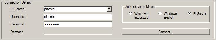 When first opened the dialog controls are disabled with the exception of the Connection Details controls.