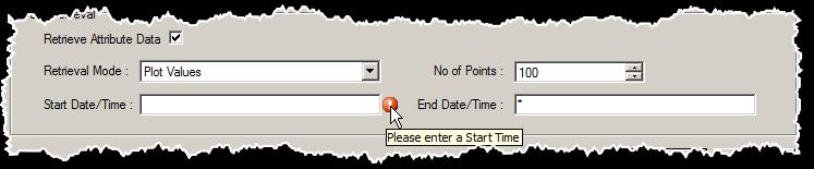 Figure 19 : Example Validation Error - Missing Start Date/Time Some possible problems are: No Elements have