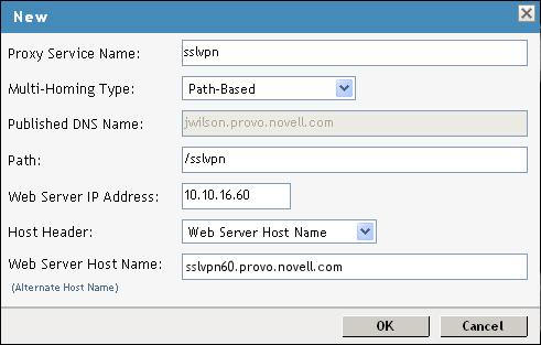 2 In the Proxy Service List section, click New. 3 Fill in the following fields: Proxy Service Name: Specify a name for the proxy service.