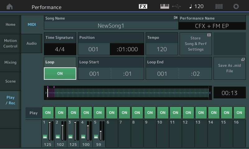 Play/Rec Play/Rec MIDI You can now loop Song playback.