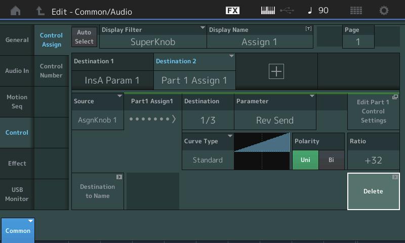 Common/Audio Edit (Common/Audio) Control Control Assign You can now set Super Knob to Display Filter.