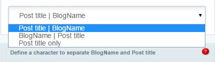 autogeneration method: Here you can choose which order you would like your post title and blog name to be displayed, or you can remove the blog name from the title completely.
