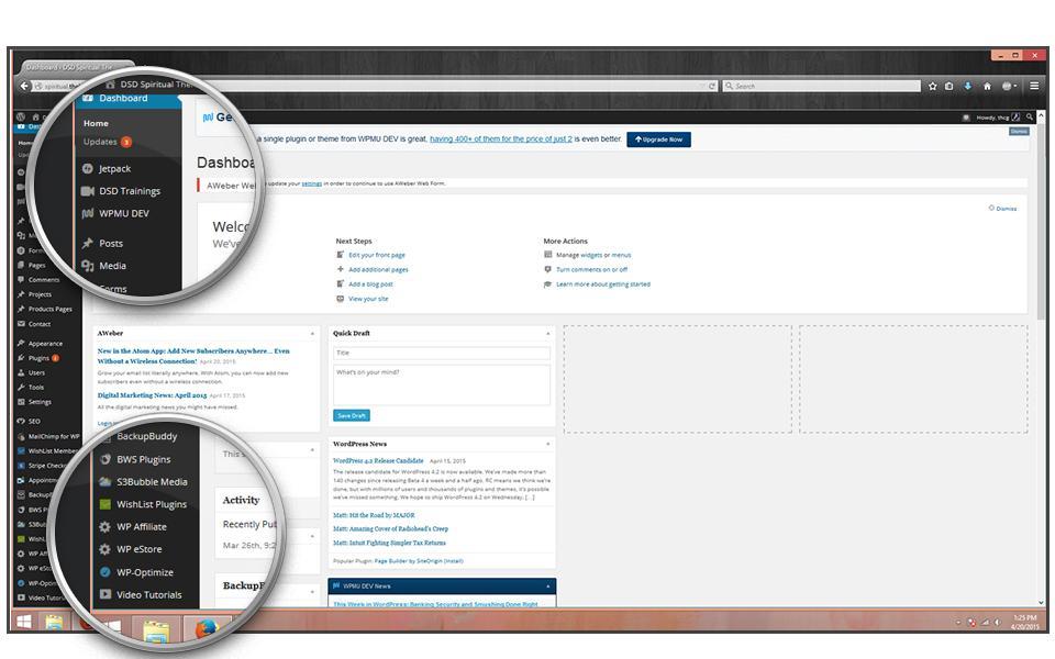DASHBOARD Welcome to your site s Dashboard! This is the administrative panel for your site in other words, the behind-the-scenes area where the magic happens.