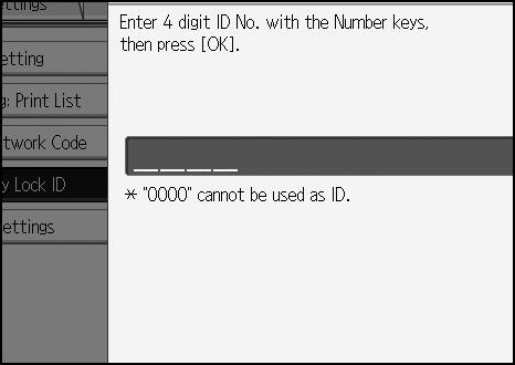 Initial Settings Program Memory Lock ID Program a Memory Lock ID to be entered before printing documents when the Memory Lock function is activated. A Press [Facsimile Features].