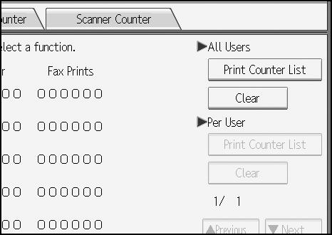 Authentication Information F Select the function usage you want to print from [Copier Counter], [Printer Counter], [Fax Transmission], [Fax Prints], [Scanner Counter] and [Total Prints].