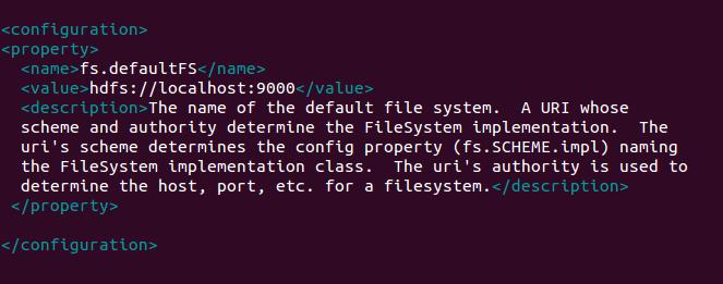 Modify the core-site.xml file. This file contains the properties that override the default core properties. The only property that we change is the url of the default file system.