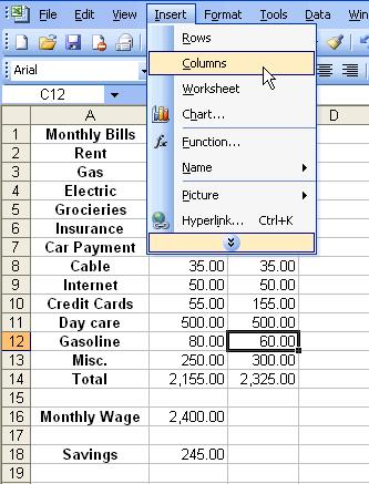 Inserting a column In Excel, you can insert a column anywhere you need it.
