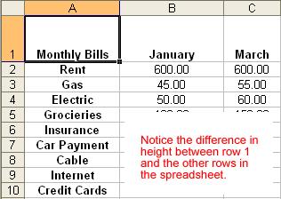 Double-click to adjust the row height to "AutoFit" the font size. Excel 2003 "AutoFits" the row, making the entire row slightly larger than the largest entry contained in the row. Challenge!
