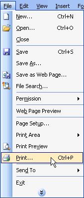 Choose File Print from the menu bar. MOUNT MERU UNIVERSITY The Print dialog box opens. Specify the Printer Name where the spreadsheet will print.