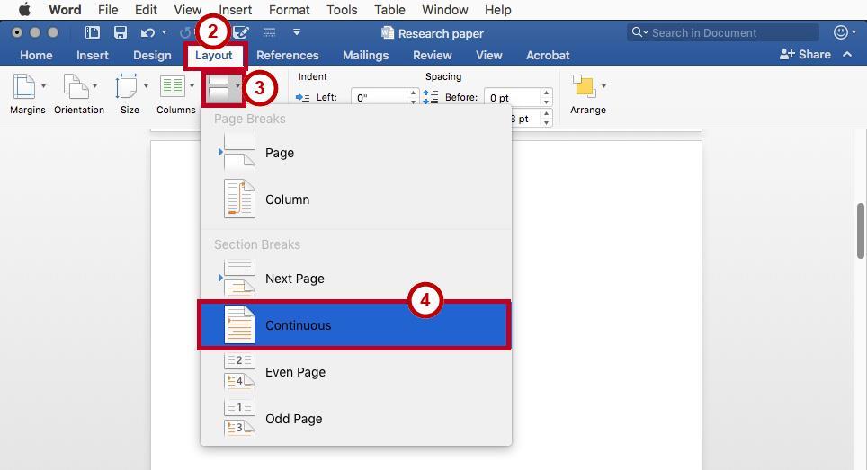 Using Section Breaks to Alter Page Numbering The following example describes how to use a section break to display different page numberings in separate sections of a document.