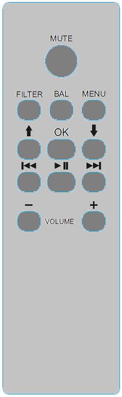 Remote control - Aluminium (optional accessory) MUTE activates and deactivates mute.