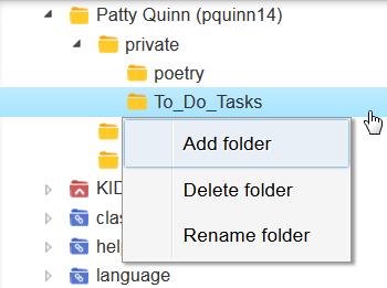 Renaming a Folder. 1. Right click on the folder that you want to rename. The folder options menu pops up. 2.