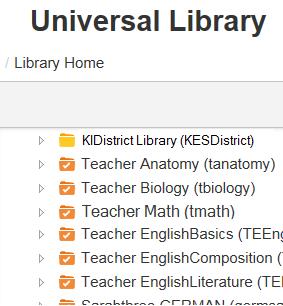 In Example 3, the KESDistrict (TLC) is logged in (Yellow folder) and the orange folders are the sub-users the TLC manages, including SLC/Team Coordinators and Team Members managed by the TLC.
