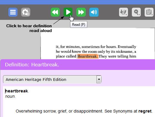 In the Definition Window that opens, select a dictionary (Fifth Edition, Children s, College Writer s, and Picture).