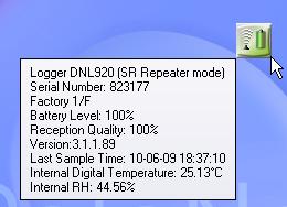 4.11.4. Viewing Logger Status When you scroll the mouse cursor over the Logger icon a tooltip will pop up displaying data relevant to the Logger status at the time.