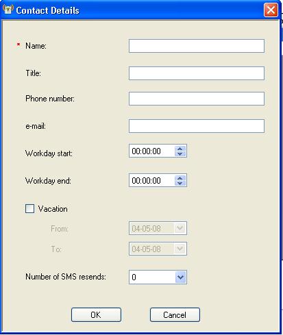 The Email/SMS Notifications dialog is divided into the following tabs: Notifications Setup Contacts tab Groups tab 4.13
