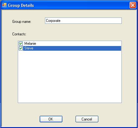 Figure 43: Adding a group 2. Enter a Group name and add your existing contacts to the group by selecting the checkbox next to the Contact name. 3. Click OK to create the Group.