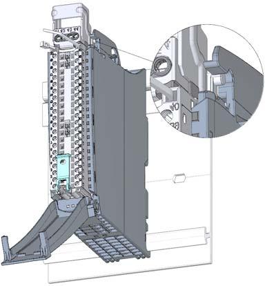 Result: In this position, the front connector still protrudes from the I/O module (Figure