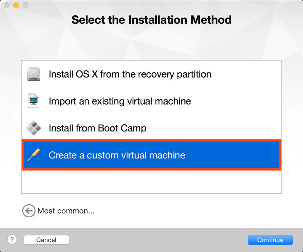 In VMware Fusion, my normal method is to create a customized VM.