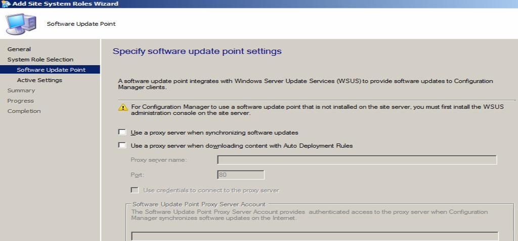 You can add the software update point site system role to an existing site system server or you can create a new one. 1.