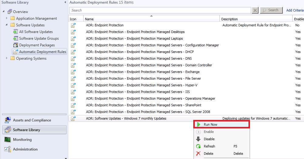 13. Right Click on the newly created ADR and choose Run Now, we do this to create the Deployment Package.