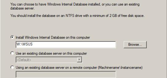 On the Installation Mode Selection page, select Full server installation including Administration Console if you want to install the WSUS server on this computer. 3.