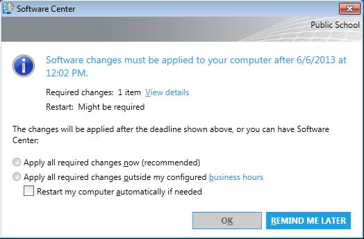 the following notification telling you that software changes are required, Clicking on that will