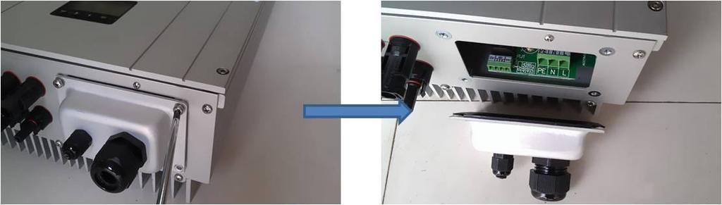 (picture 1-2 and 1-3) 1-2 1-3 1.2.3 Put the communication wire and electric wire pass through the waterproof connector. ( picture 1-4) 1.2.4 Connect the wires one by one according to the wire colors and the definition chart, and tighten the screws.
