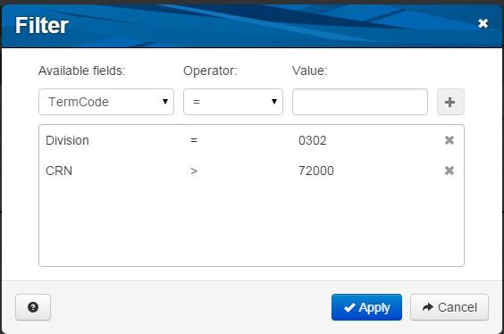 Select an operator from the Operator dropdown. c. Enter a value in the Value field. d. Click the plus sign (+).