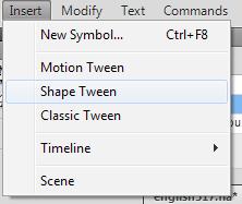 29. Select any frame between 1 and 25 on the shape layer and select Insert --> Shape Tween in