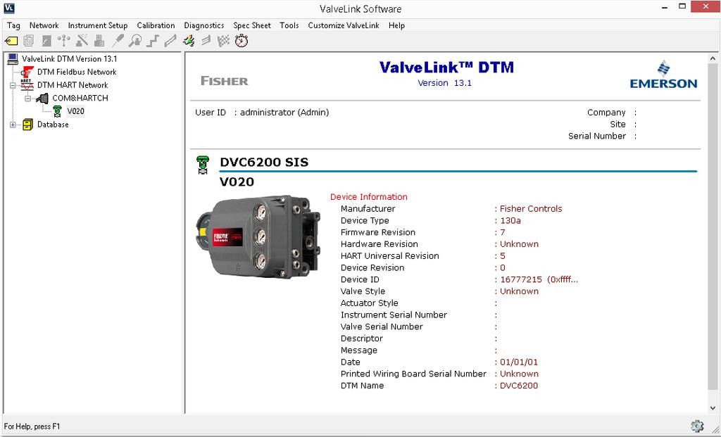 Installation Guide Step 7: The ValveLink DTM will launch in a new window.