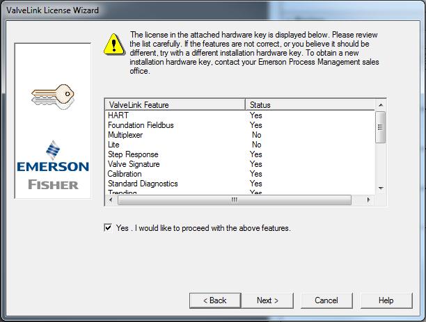 Installation Guide Software Features After running License Wizard, the next screen lists the available software features.
