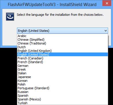 Installing the FlashAir software update tool in a PC Download the FlashAir software update tool