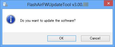 Confirm the FlashAir W-03 version before updating the software. The following window may be displayed if the version of the product cannot be confirmed.