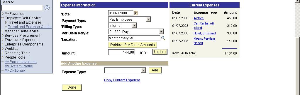 Continue to select Expense Type and then click Add button.