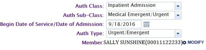 Inpatient Admission Example Medical